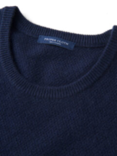 Navy Cobble Stitch Cashmere Crewneck Sweater Product Thumbnail 2