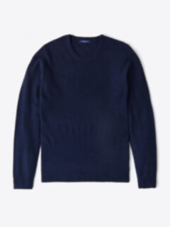 Navy Cobble Stitch Cashmere Crewneck Sweater Product Thumbnail 1