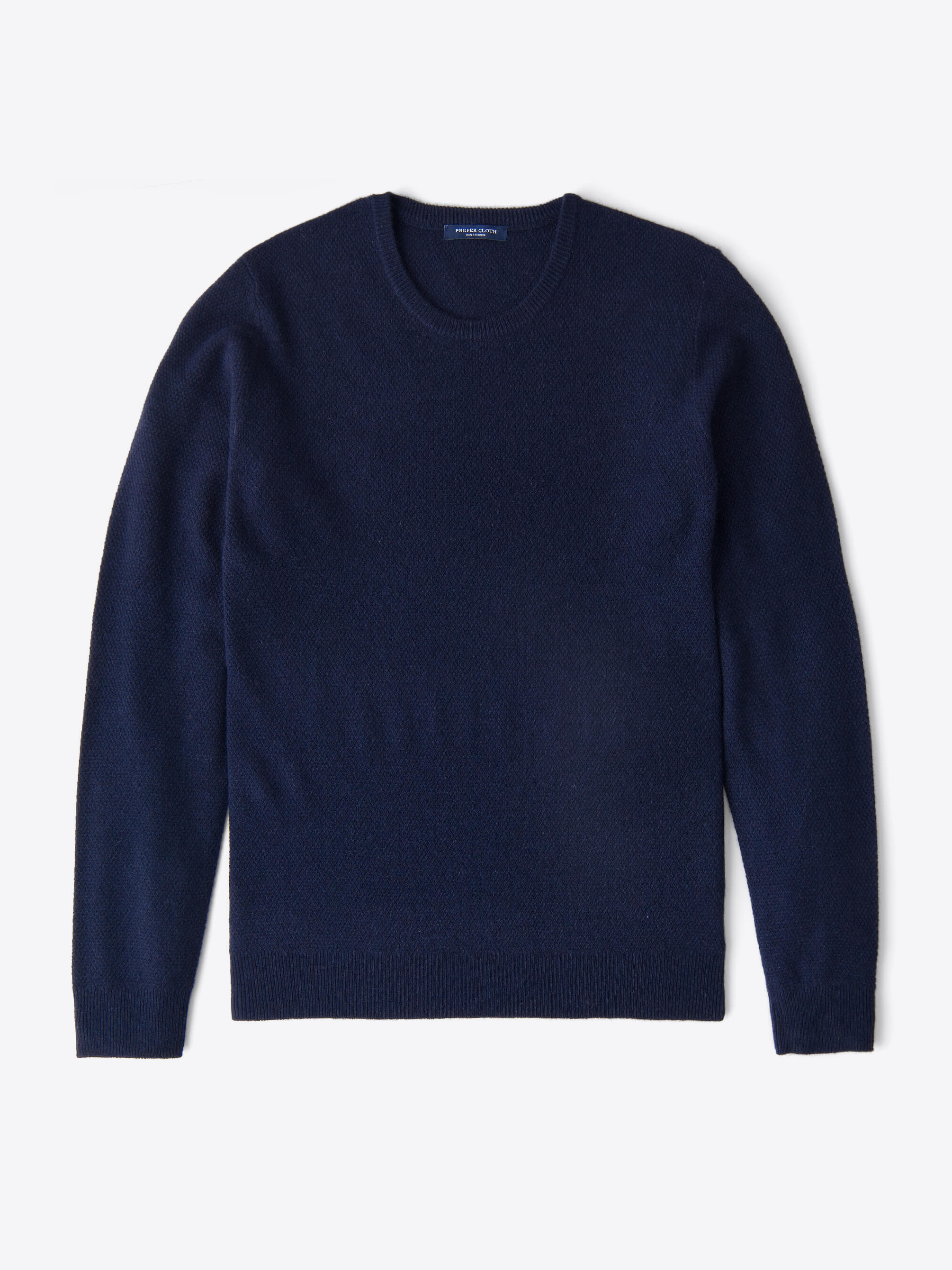 Zoom Image of Navy Cobble Stitch Cashmere Crewneck Sweater