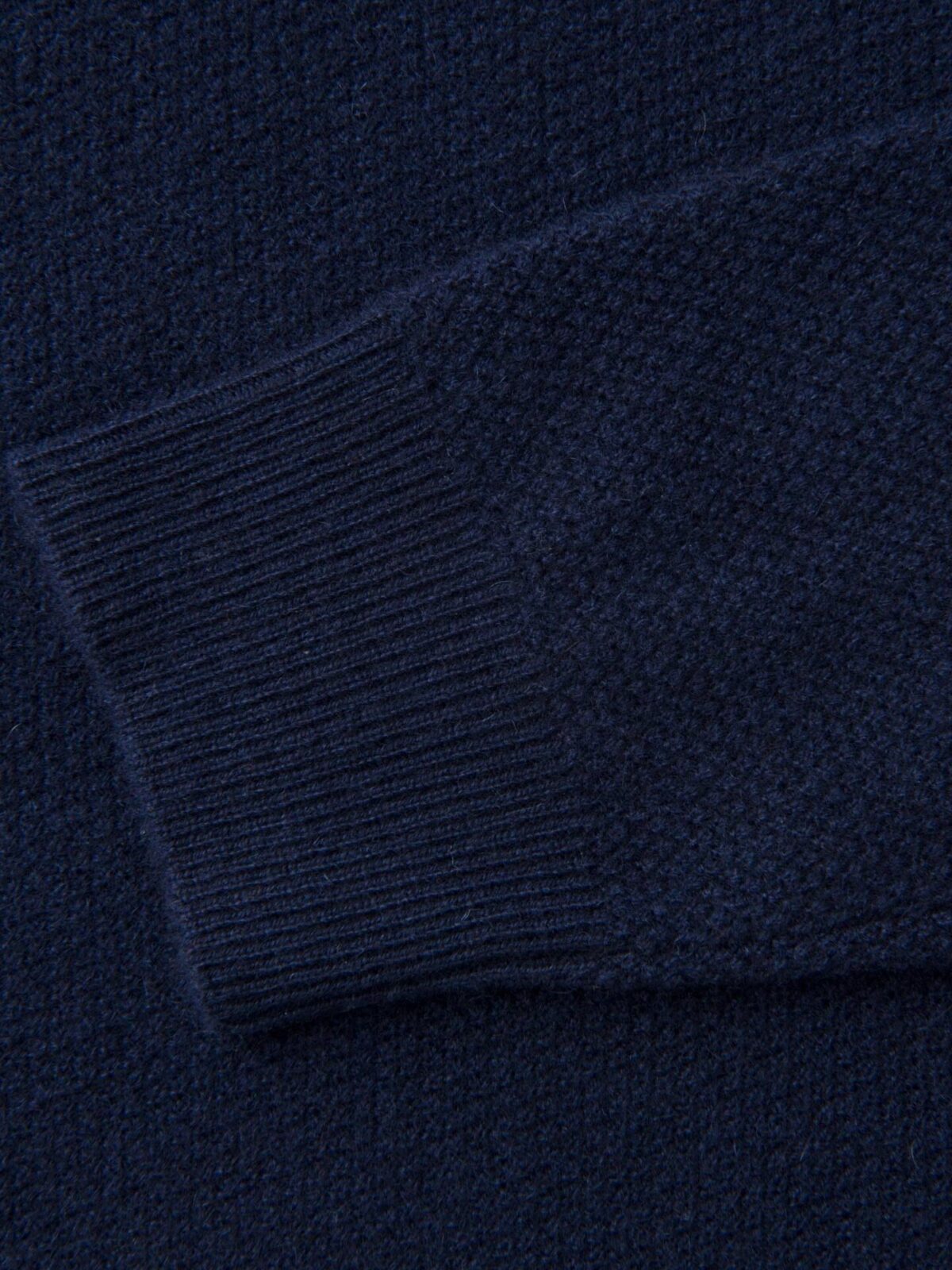 Navy Cobble Stitch Cashmere Crewneck Sweater