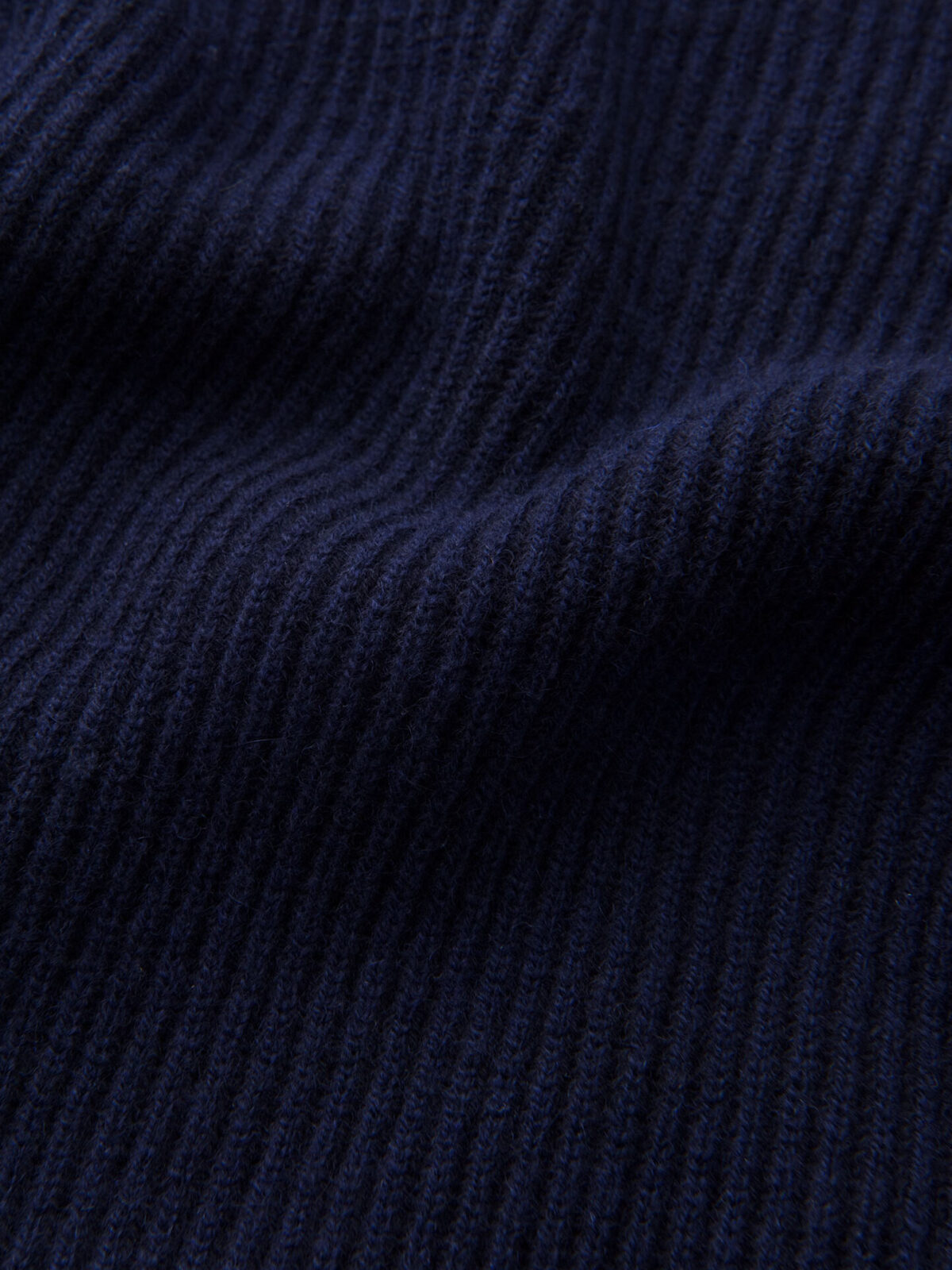 Navy Ribbed Cotton and Cashmere Crewneck Sweater