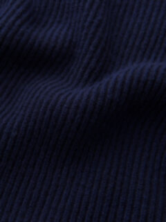 Navy Ribbed Cotton and Cashmere Rollneck Sweater Product Thumbnail 2