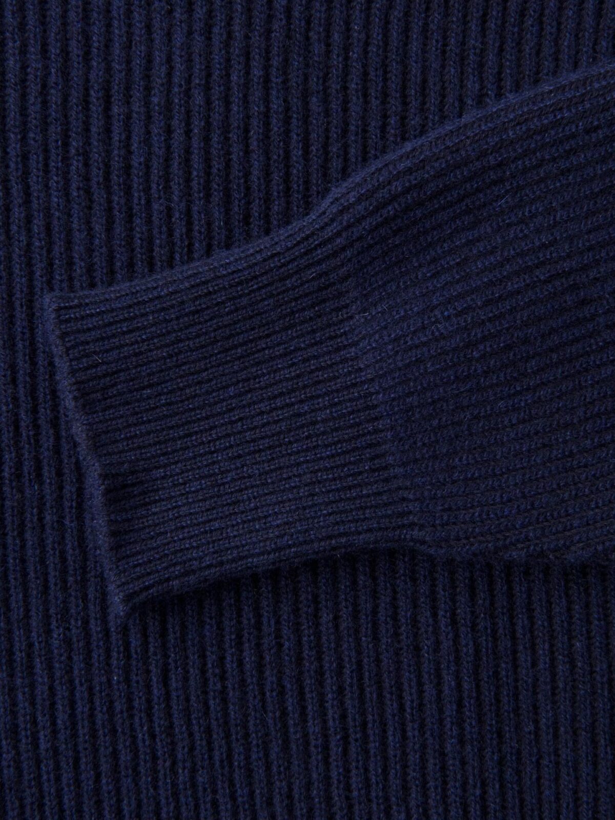 Navy Ribbed Cotton and Cashmere Rollneck Sweater