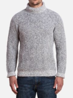 Black and Off White Wool Blend Rollneck Sweater Product Thumbnail 5