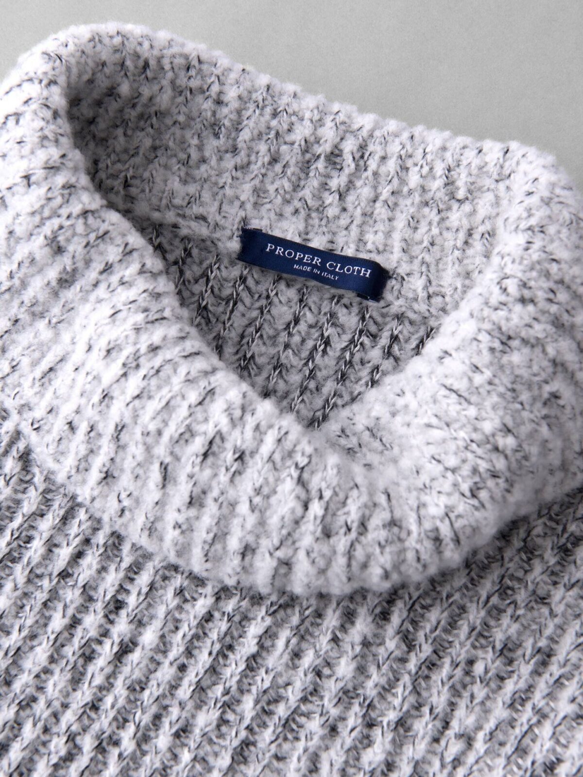 Black and Off White Wool Blend Rollneck Sweater