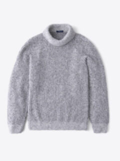 Shop Black and Off White Wool Blend Rollneck Sweater