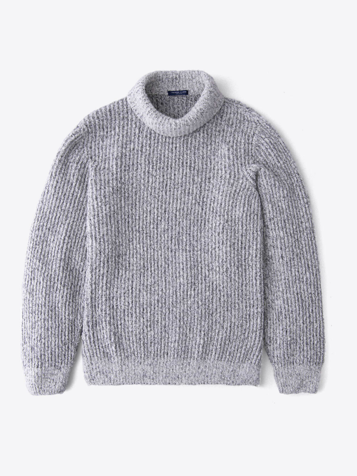 Black and Off White Wool Blend Rollneck Sweater