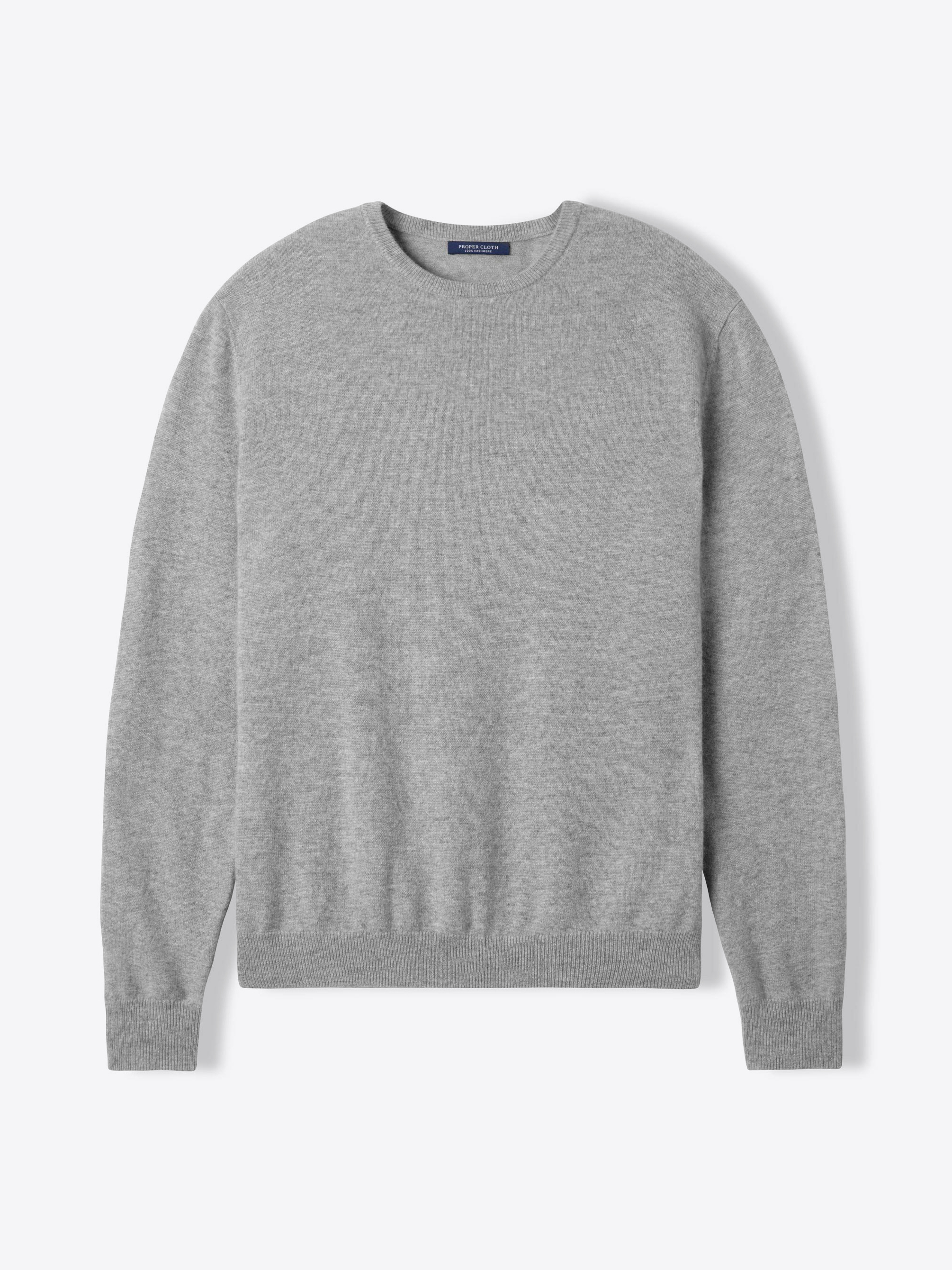 Zoom Image of Light Grey Cashmere Crewneck Sweater