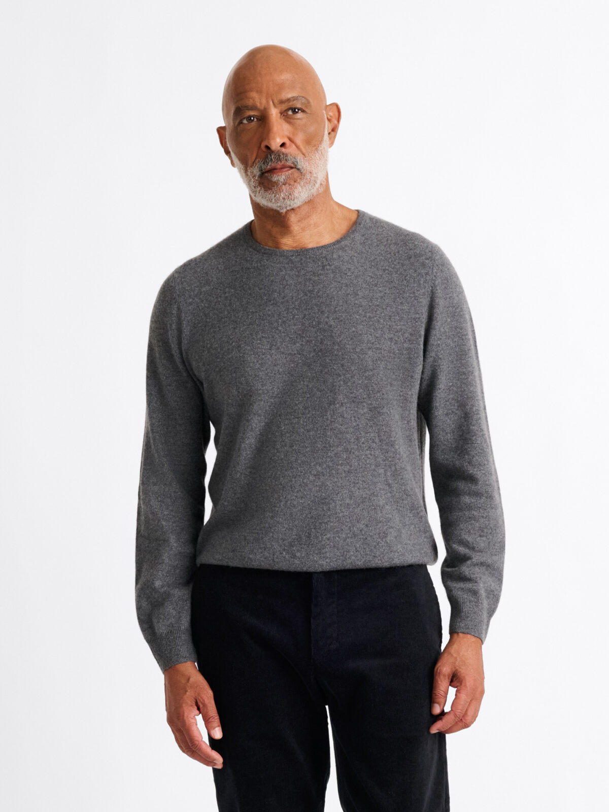 Grey Scottish Cashmere Crewneck Sweater by Proper Cloth