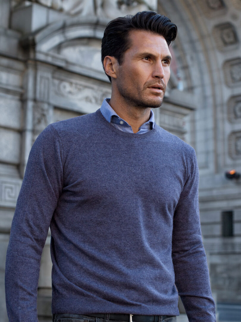 Light Grey Cashmere Crewneck Sweater by Proper Cloth