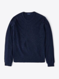 Navy Melange Cashmere Crewneck Sweater Product Thumbnail 1