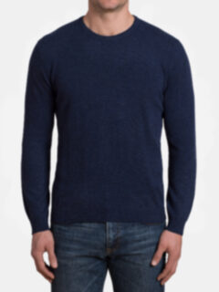 Navy Melange Cashmere Crewneck Sweater Product Thumbnail 3