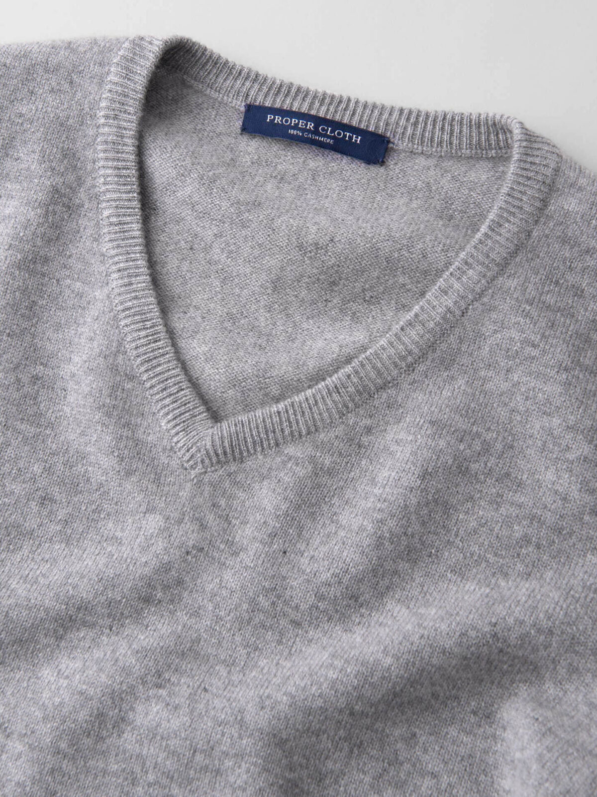 Light Grey Cashmere V-Neck Sweater