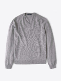 Light Grey Cashmere V-Neck Sweater Product Thumbnail 1