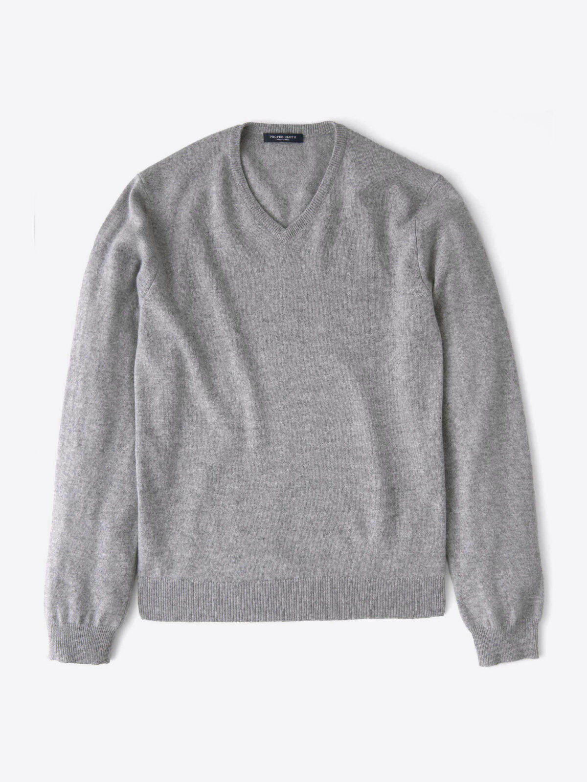 Light Grey Cashmere V-Neck Sweater