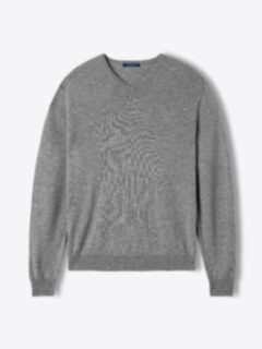 Grey Cashmere V-Neck Sweater Product Thumbnail 1