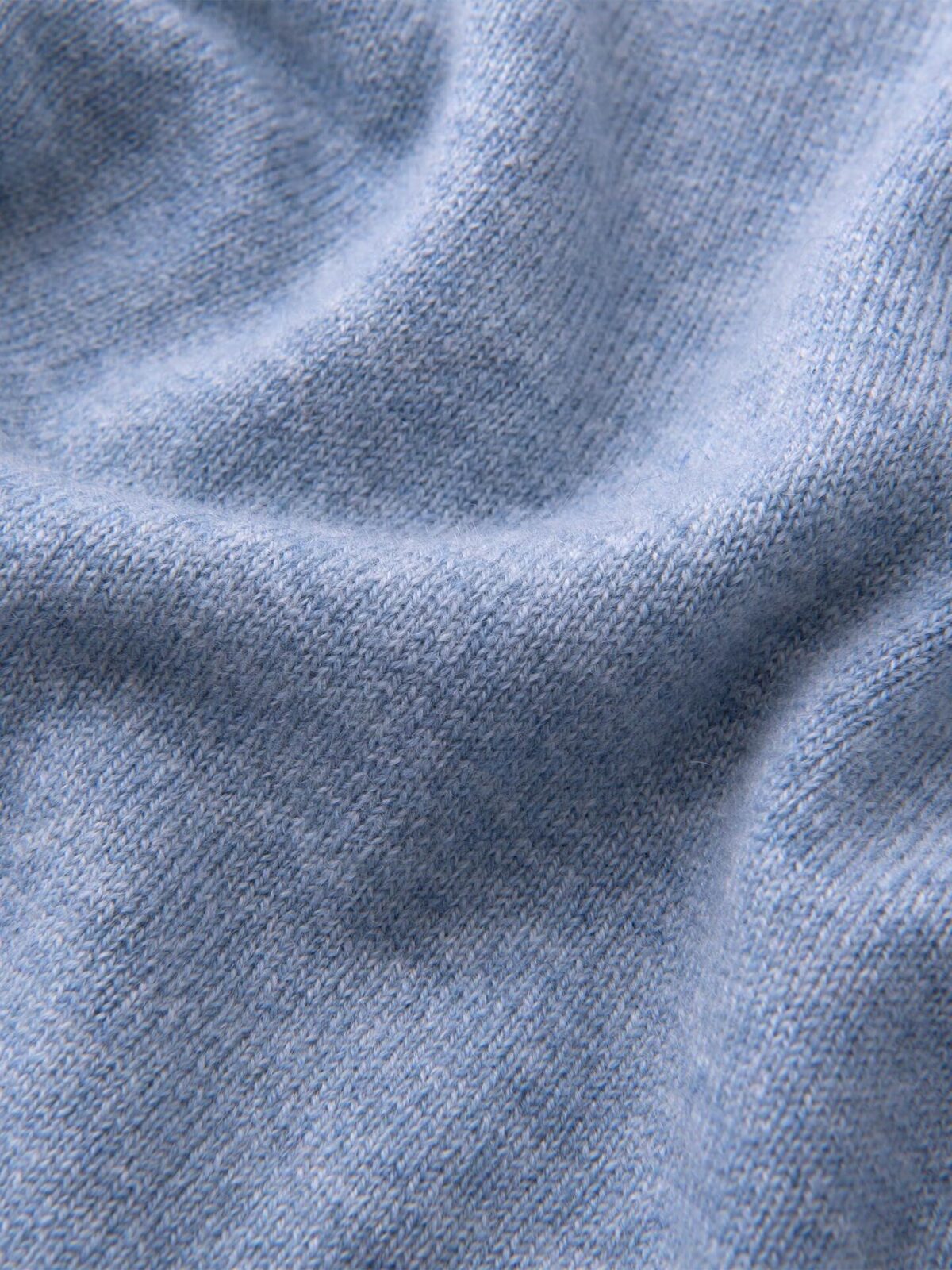 Light Blue Melange Cashmere V-Neck Sweater
