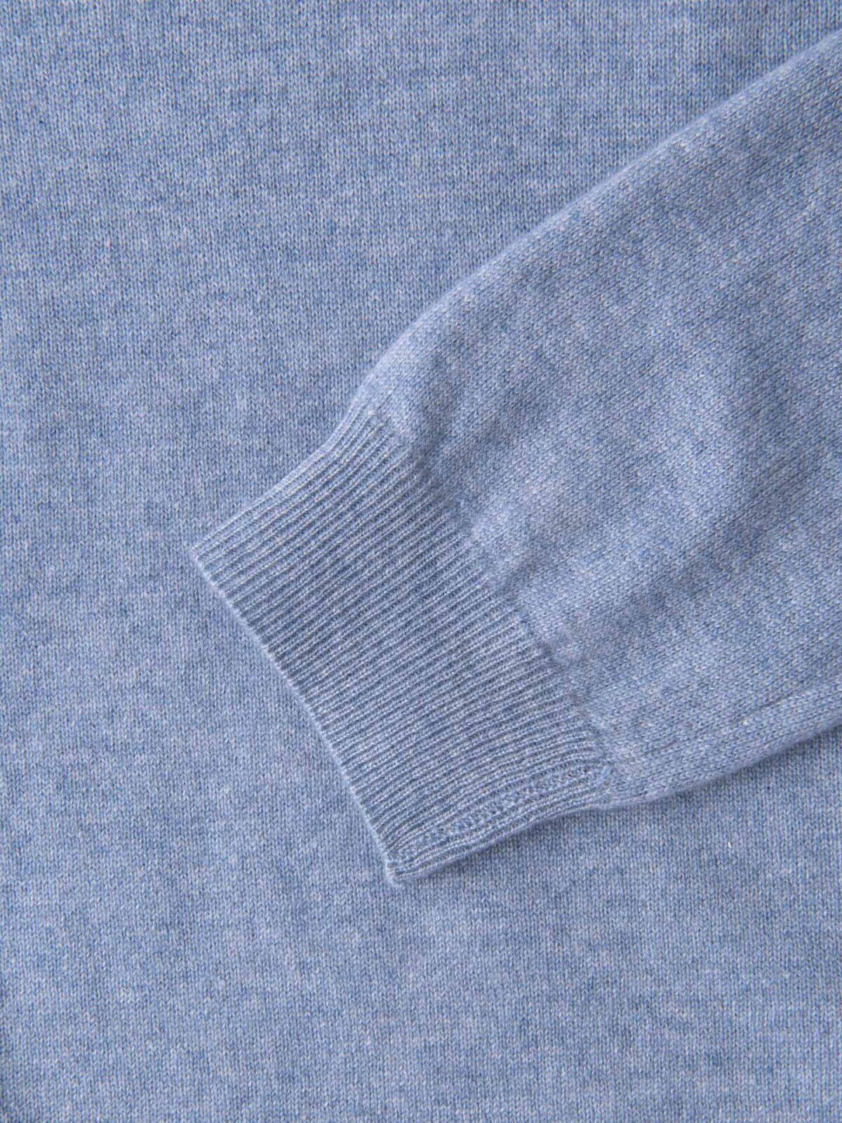Light Blue Melange Cashmere V-Neck Sweater