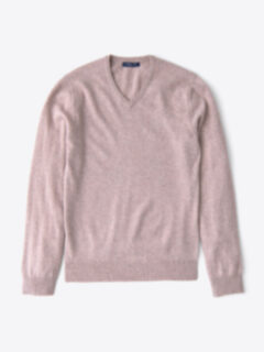 Beige Cashmere V-Neck Sweater Product Thumbnail 1