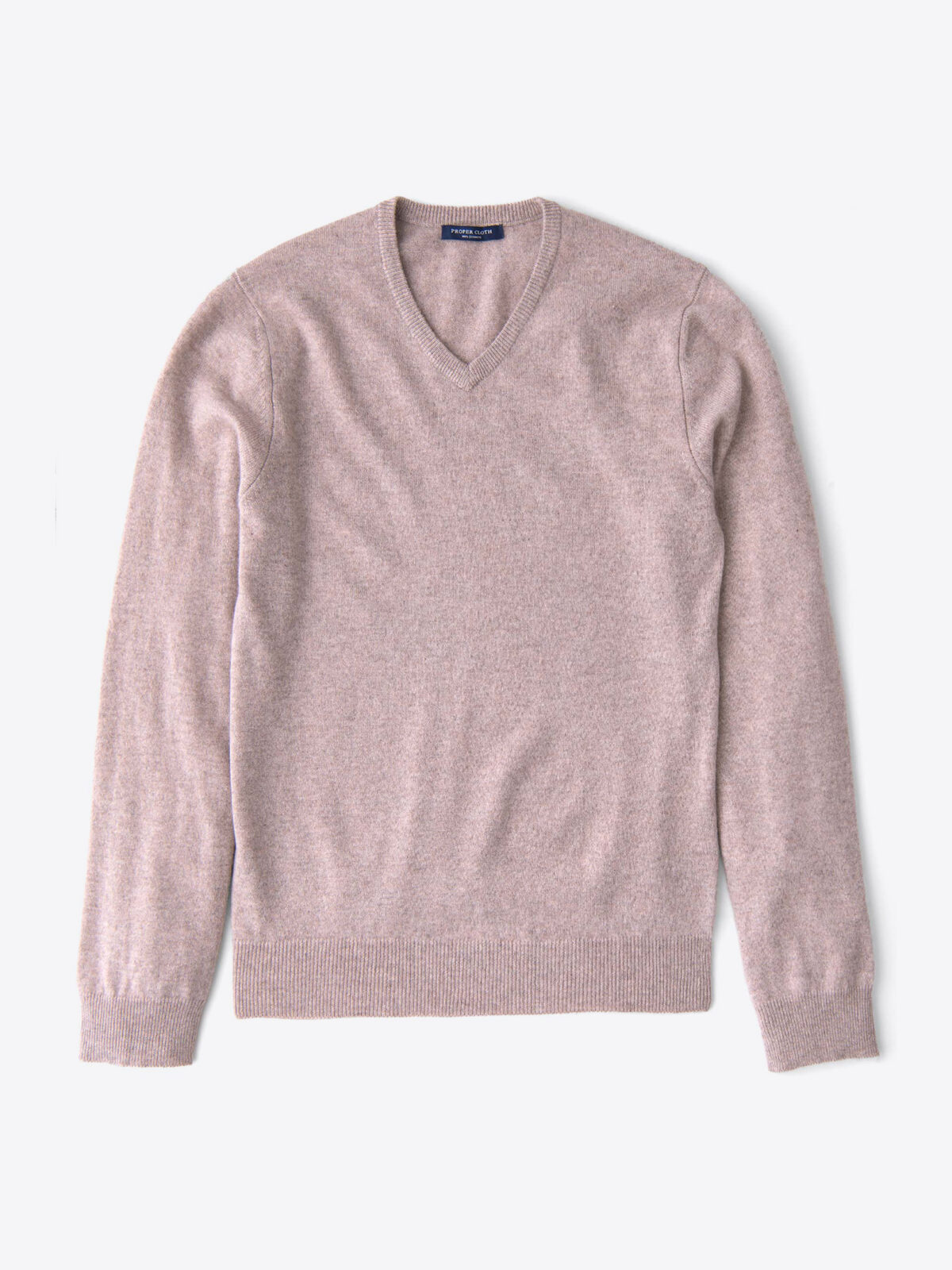 Beige Cashmere V-Neck Sweater