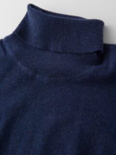 Navy Melange Cashmere Turtleneck Sweater Product Thumbnail 4