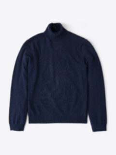 Navy Melange Cashmere Turtleneck Sweater Product Thumbnail 1