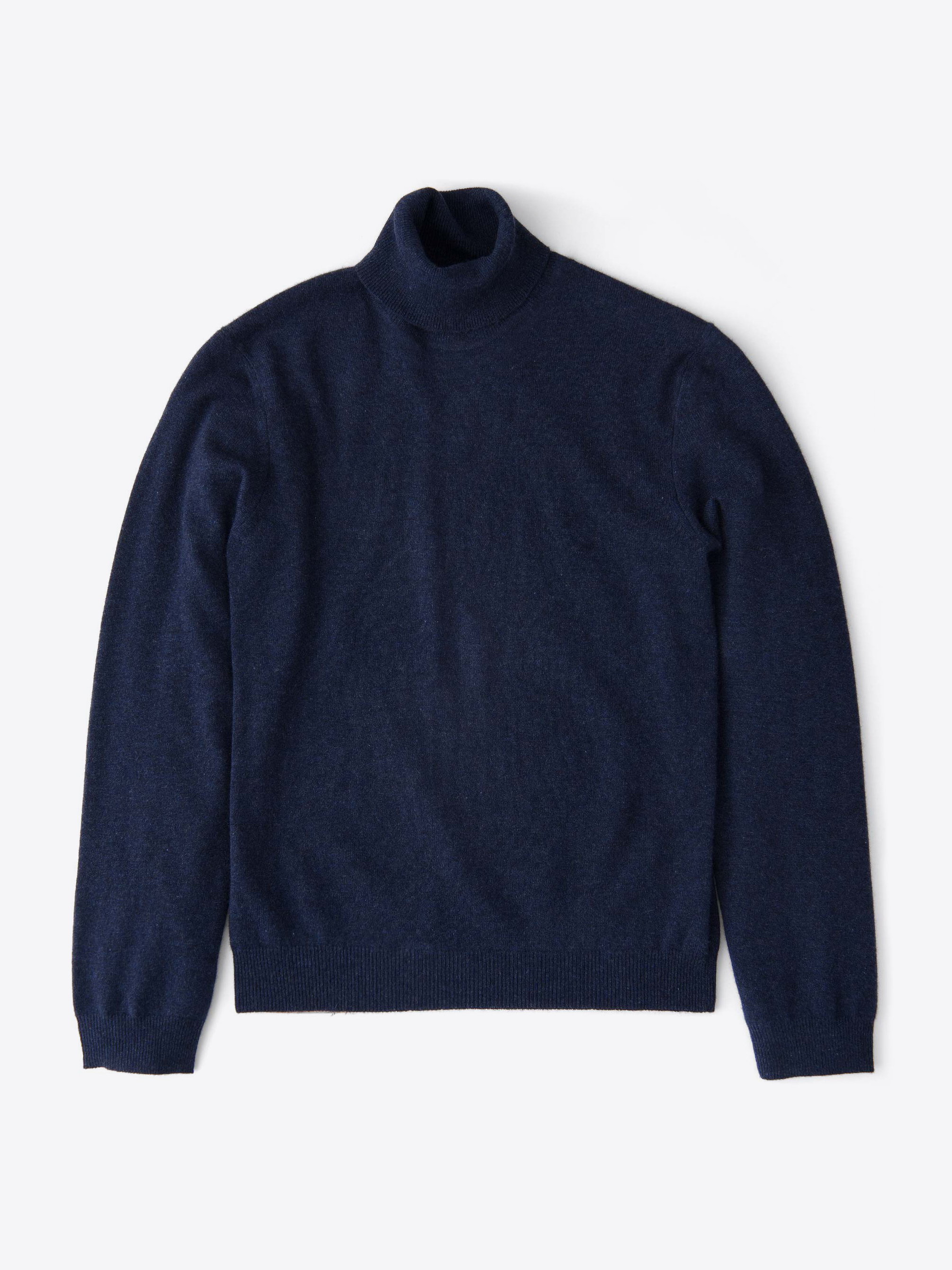 Zoom Image of Navy Melange Cashmere Turtleneck Sweater