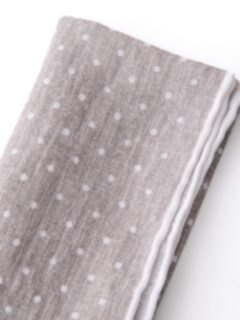 Taupe and White Dot Print Linen Pocket Square Product Thumbnail 3