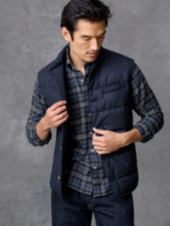 Cortina Navy Birdseye Wool Button Vest Product Thumbnail 2