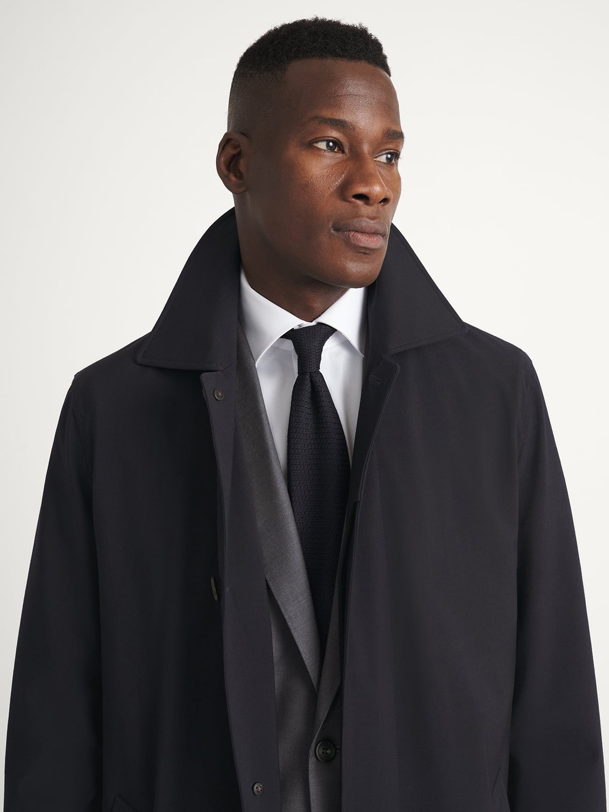 Bond Navy Technical Wool Raincoat | Proper Cloth