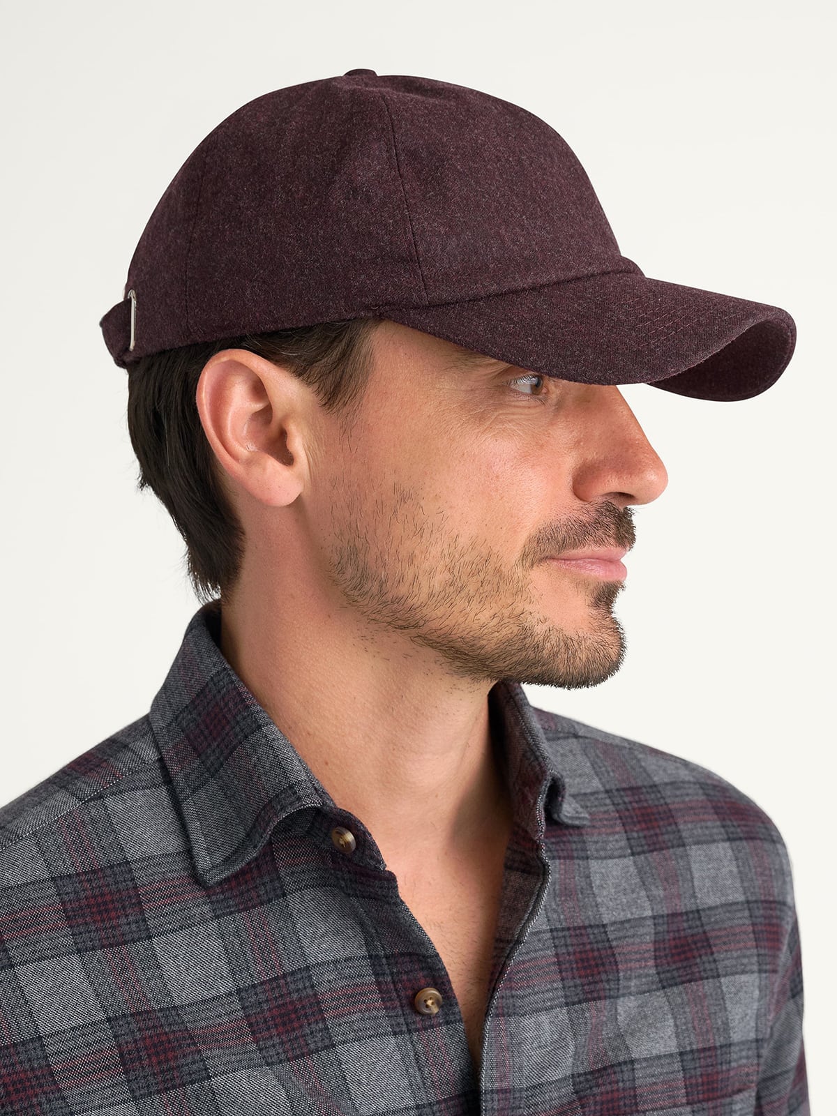 Burgundy Wool Flannel Baseball Cap - Proper Cloth display picture 1
