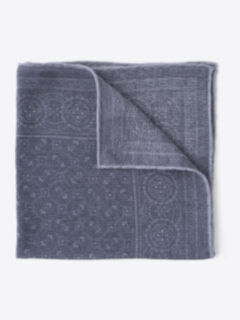 Grey Bandana Print Wool Pocket Square Product Thumbnail 1