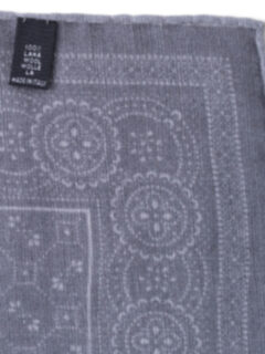 Grey Bandana Print Wool Pocket Square Product Thumbnail 2