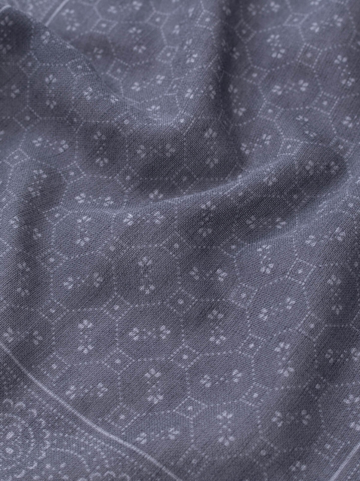 Grey Bandana Print Wool Pocket Square