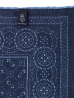 Navy Bandana Print Wool Pocket Square Product Thumbnail 3