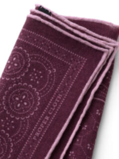Burgundy Bandana Print Wool Pocket Square Product Thumbnail 3