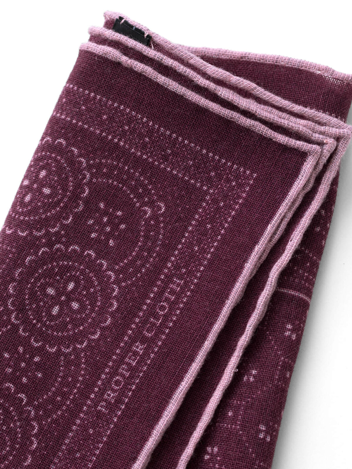 Burgundy Bandana Print Wool Pocket Square