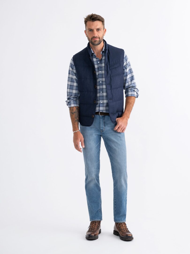 Navy blue vest sale with jeans