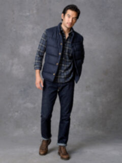 Cortina Navy Birdseye Wool Button Vest Product Thumbnail 3
