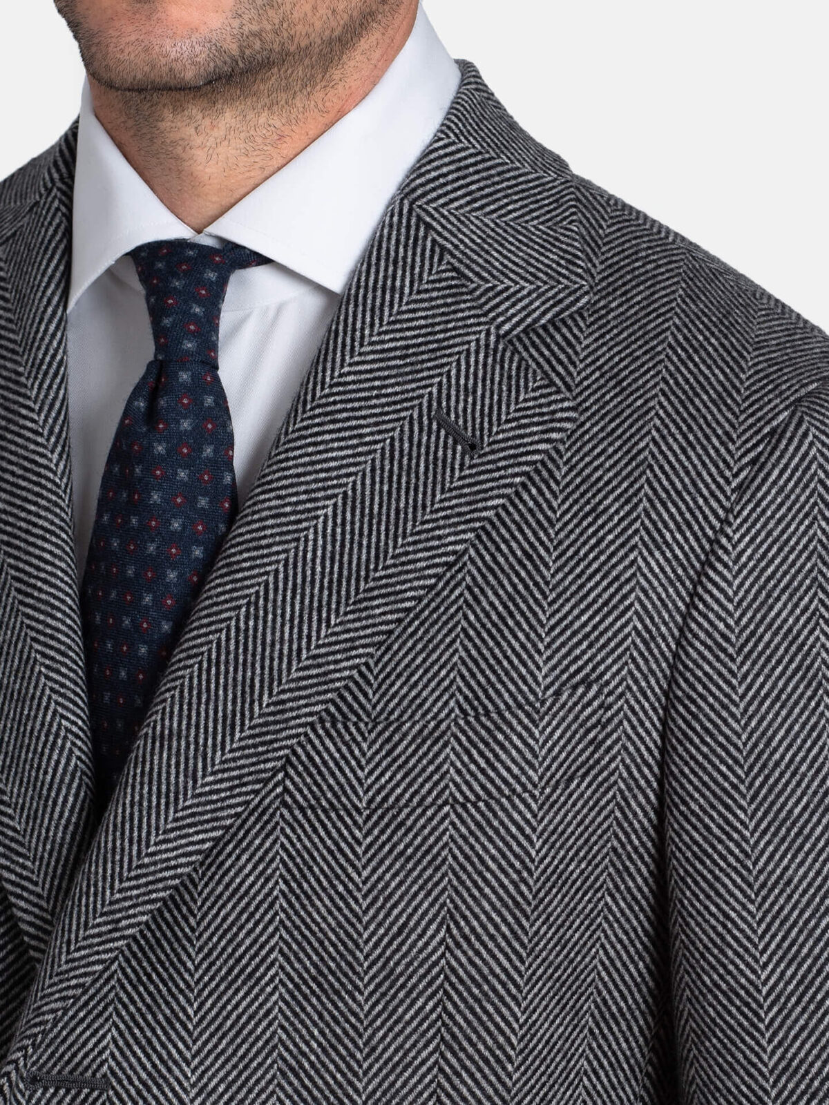 Bleecker Grey Herringbone Wool and Cashmere Coat by Proper Cloth