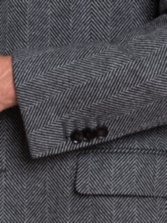 Bleecker Grey Herringbone Wool and Cashmere Coat Product Thumbnail 5