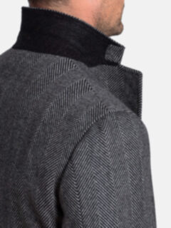 Bleecker Grey Herringbone Wool and Cashmere Coat Product Thumbnail 8