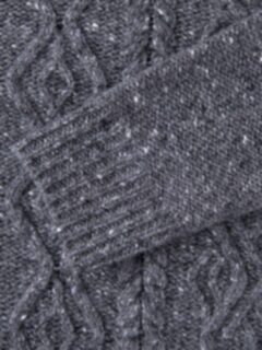 Grey Italian Wool and Cashmere Aran Crewneck Sweater Product Thumbnail 4