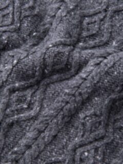 Grey Italian Wool and Cashmere Aran Crewneck Sweater Product Thumbnail 7