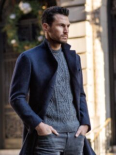Grey Italian Wool and Cashmere Aran Crewneck Sweater Product Thumbnail 3