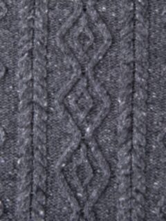 Grey Italian Wool and Cashmere Aran Crewneck Sweater Product Thumbnail 6