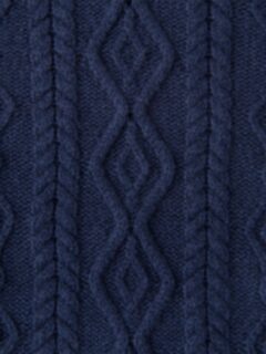 Navy Italian Wool and Cashmere Aran Crewneck Sweater Product Thumbnail 6