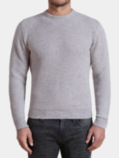 Light Grey Wool and Cashmere Basket Stitch Sweater Product Thumbnail 2