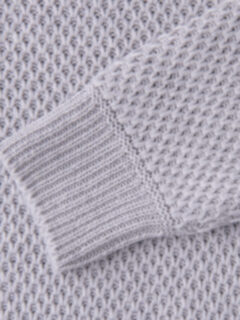 Light Grey Wool and Cashmere Basket Stitch Sweater Product Thumbnail 5