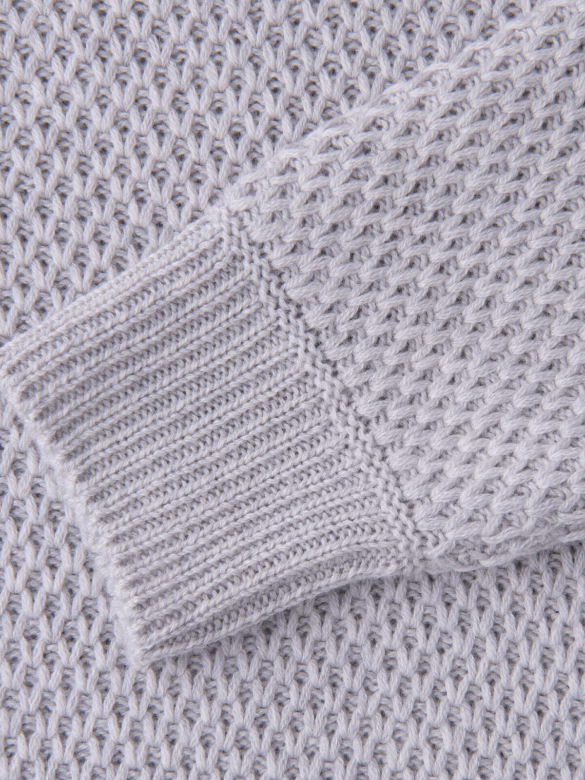 Light Grey Wool and Cashmere Basket Stitch Sweater